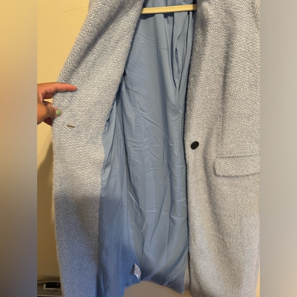 LOFT Cozy Herringbone Coat Cotton Blue Size XXS - Picture 10 of 15